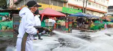Santa Elena recibió baño matutino, jornada de lavado y desinfección por la vida de todos