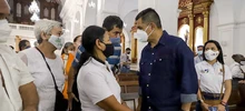 Pedagogía de autocuidado en iglesia por el Alcalde Ospina