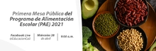 Banner - Invitación a la Primera Mesa Pública del Programa de Alimentación Escolar - PAE 2021