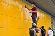 Con arte urbano, la estación del Mio Nuevo Latir se vistió de reconciliación 