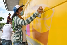 Con arte urbano, la estación del Mio Nuevo Latir se vistió de reconciliación 