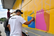 Con arte urbano, la estación del Mio Nuevo Latir se vistió de reconciliación 