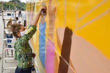 Con arte urbano, la estación del Mio Nuevo Latir se vistió de reconciliación 