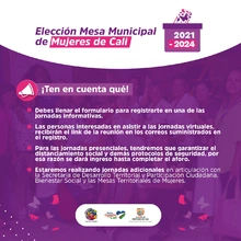 Participa del proceso de postulación, elección y posesión de la Mesa Municipal de Mujeres 2021-2024