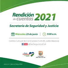 Invitación a la Primera Rendición de Cuentas Secretaria de Seguridad y Justicia Junio 2021