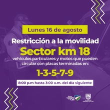 Restricción a la movilidad en el kilómetro 18 cambió de horario