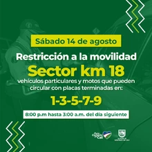 Restricción a la movilidad en el kilómetro 18 cambió de horario