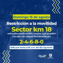 Restricción a la movilidad en el kilómetro 18 cambió de horario