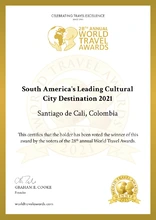 Cali ganó en los premios World Travel Awards como Ciudad Cultural Líder en América del Sur
