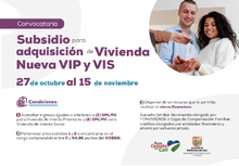 Convocatoria Subsidio para adquisición de Vivienda Nueva VIP y VIS 