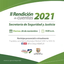 Invitación a la Segunda Rendición de Cuentas Seguridad y Justicia Noviembre de 2021