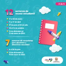 Calendario escolar de instituciones educativas oficiales para 2022