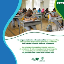 Cobros educativos autorizados para el año lectivo 2022