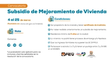 Convocatoria de Subsidio de Mejoramiento de Vivienda Comunas 10, 11 y 12