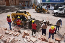 Inician recolección de materiales en fachada de la Iglesia de San Francisco