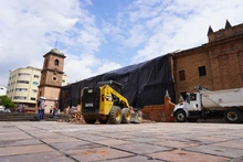 Inician recolección de materiales en fachada de la Iglesia de San Francisco