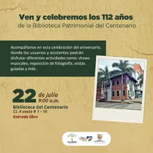 La Biblioteca del Centenario celebrará sus 112 años este viernes