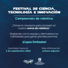 Hay inscripciones para el Campeonato de Robótica del ‘Festival de Ciencia, Tecnología e Innovación 2022’