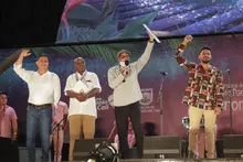 Homenaje a maestros chocoanos Octavio Panesso y Leonidas Valencia por parte del señor alcalde Jorge Iván Ospina en el marco del festival Petronio Álvarez