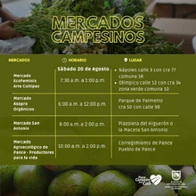 Este fin de semana, el parche es con los mercados campesinos de Cali y sus corregimientos