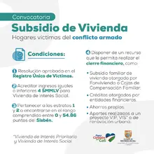 Víctimas del conflicto armado podrán acceder a una vivienda digna nueva o usada en Cali
