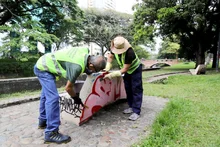 Unidad de Bienes y Servicios le puso manos al parque Central Río Cali II