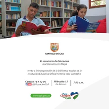 Comuna 9 inaugurará biblioteca escolar de la Institución Antonio José Camacho