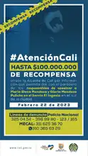 Alcaldía incrementó a $100 millones la recompensa por información sobre doble homicidio en cercanías a Univalle