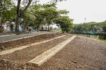 Parque Pacífico avanza en la construcción de su plazoleta peatonal e instalación de letras monumentales