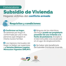Abierta convocatoria de subsidio para adquisición de vivienda para víctimas del conflicto armado