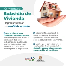 Abierta convocatoria de subsidio para adquisición de vivienda para víctimas del conflicto armado