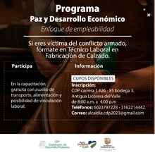 Atención víctimas del conflicto armado: se agotan cupos para clases de fabricación de calzado