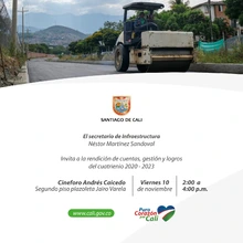 Mañana viernes 10 de noviembre, Infraestructura rendirá cuentas a los caleños