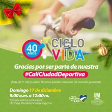 La Ciclovida despide el 2023 con actividad física y gratitud a sus más de 71 mil usuarios de cada jornada.