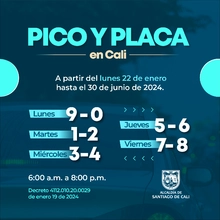 Medida de pico y placa en Cali: horarios y cómo funcionará