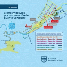 Se iniciarán obras de restauración del puente contiguo al Club Colombia, por lo cual se presentarán desvíos en vías en este sector