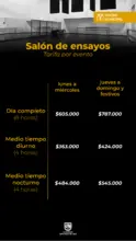 Tarifas Salón de ensayos