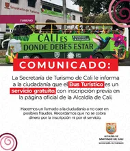 Secretaría de Turismo de Cali alerta de modalidades de fraude en el servicio de bus turístico