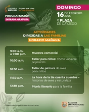 Por primera vez, la Colombia Birdfair es para todos: programación gratuita en la Plaza de Cayzedo el 15 y 16 de febrero