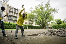 En marcha la renovación de la cancha múltiple del polideportivo Quintas del Refugio
