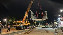 Desmonte del puente de peatonal de la carrera 8 con calle 78 fue un éxito y se realizó en menos del tiempo estimado