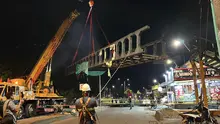 Desmonte del puente de peatonal de la carrera 8 con calle 78 fue un éxito y se realizó en menos del tiempo estimado
