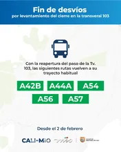 22 mil usuarios del MIO se benefician con el retorno a la normalidad de seis rutas en el oriente de Cali
