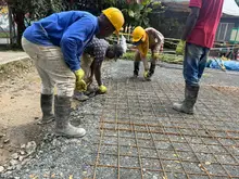 Cancha múltiple del barrio Belisario Caicedo avanza en un 40%: su entrega se proyecta para el mes de marzo