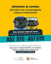 Transporte urbano tradicional asume la operación de las rutas A52 y A57 del MIO
