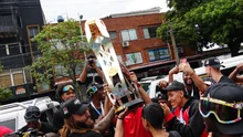 Espectacular recibimiento de los caleños a su equipo Toros del Valle luego de coronarse campeón de la Liga de Baloncesto 