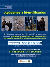 Alcalde Eder da a conocer cartel de los más buscados por actos vandálicos el pasado 21 de junio en Cali
