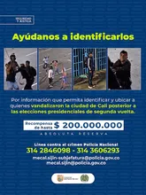 Alcalde Eder da a conocer cartel de los más buscados por actos vandálicos el pasado 21 de junio en Cali