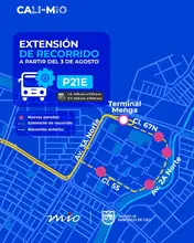 El MIO ajusta los recorridos de las rutas P52D y P21E y el punto de inicio de la A73 y A78A