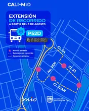 El MIO ajusta los recorridos de las rutas P52D y P21E y el punto de inicio de la A73 y A78A